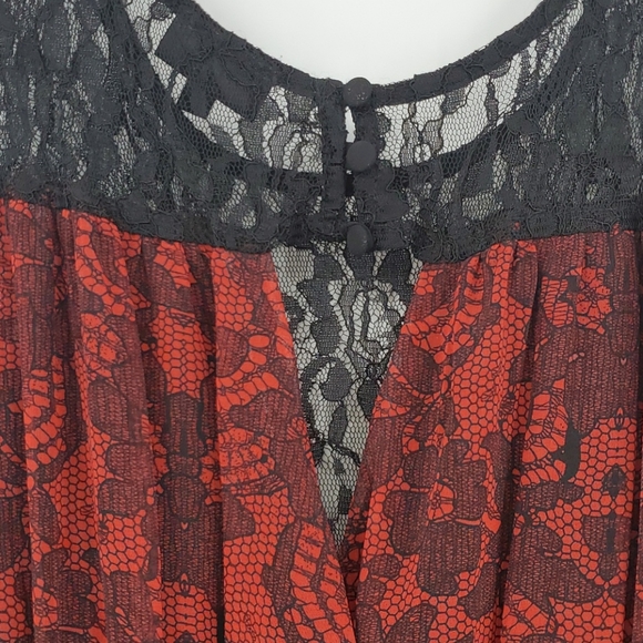 City Chic Red Black Embroidered Chiffon Dress XS - Picture 8 of 16